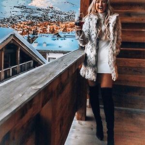 Snow leopard fur faux coat